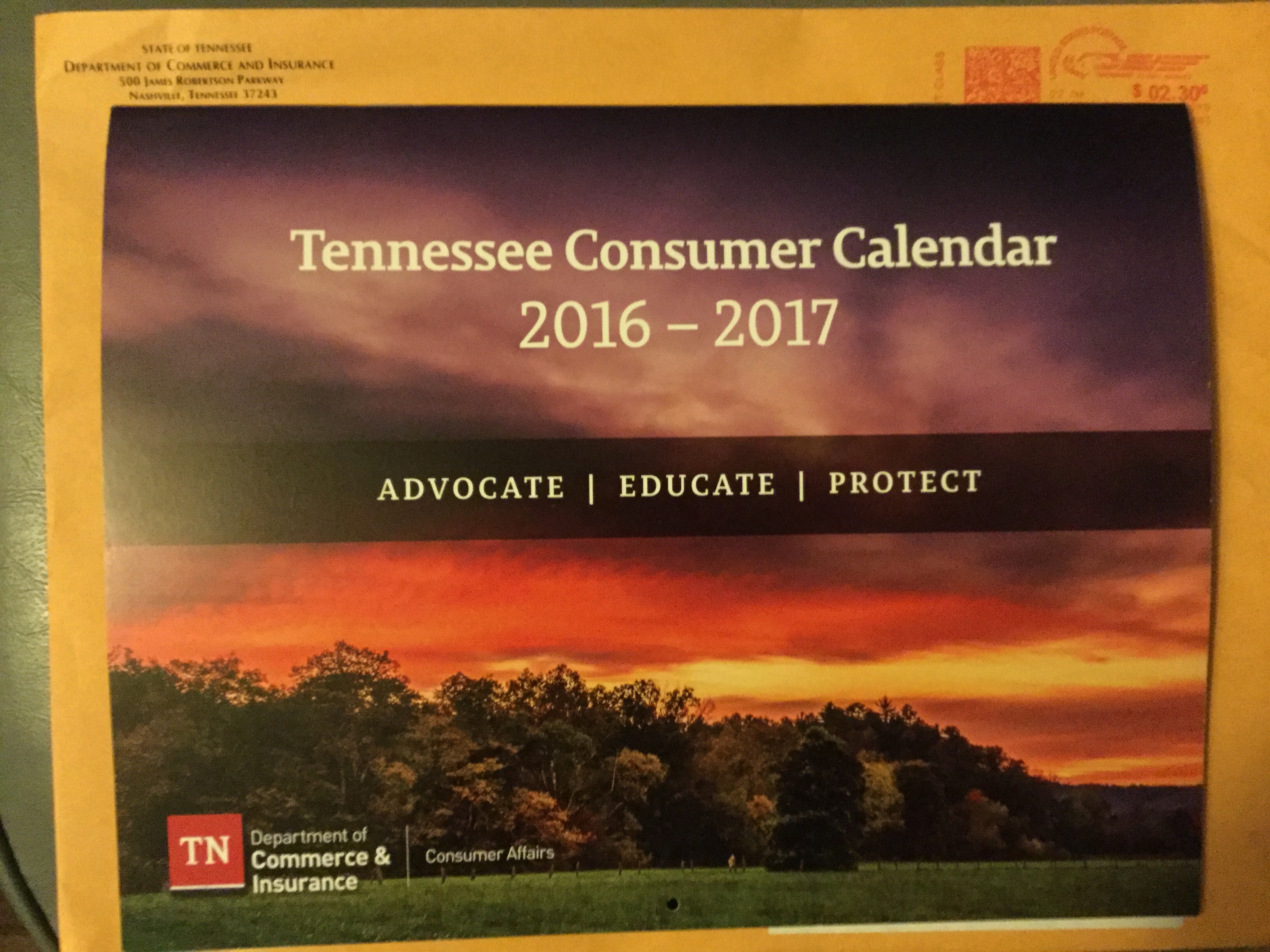 Free Tennessee Department of Commerce and Insurance Calendar