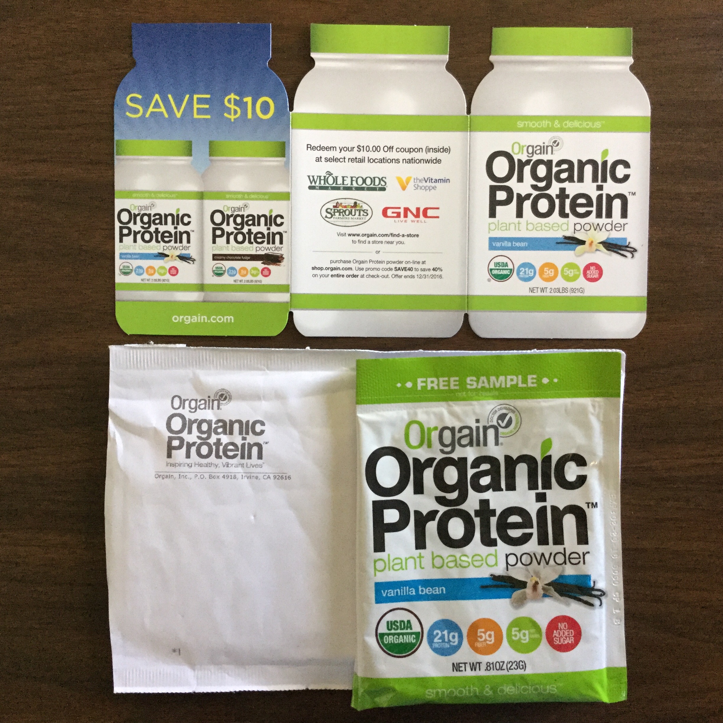 Free Orgain Organic Protein powder sample